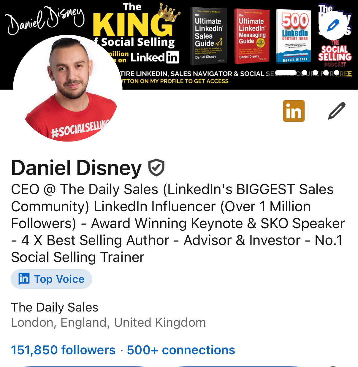 Daniel Disney’s LinkedIn profile
